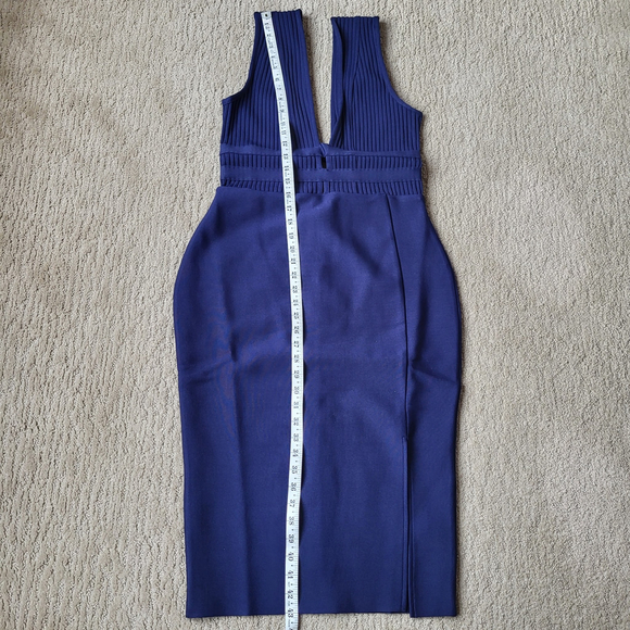 Women’s Baosuu Deep Plunge V-Neck Bodycon Midi Dress – Navy Blue – Size L – NWT - Picture 5 of 14